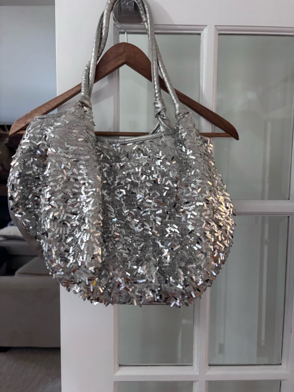 Silver Sequin Womens Tote Bag